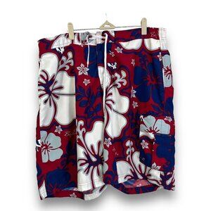 BIG DOGS Sz L Hawaiian Floral Mesh Lined Swimsuit - Pool Surf Ocean Big Tall